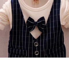 Stylish Toddler Plaid Vest Bow Front Set