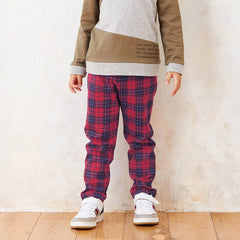 Unisex Lightweight Terry Pant - Red Check Print